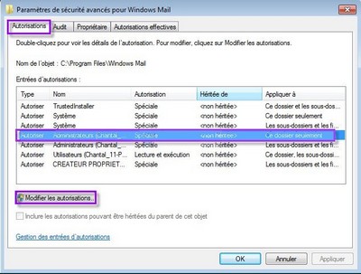 Changer l'Autorisation