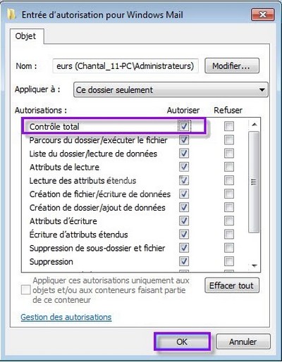 Entrée d'Autorisation